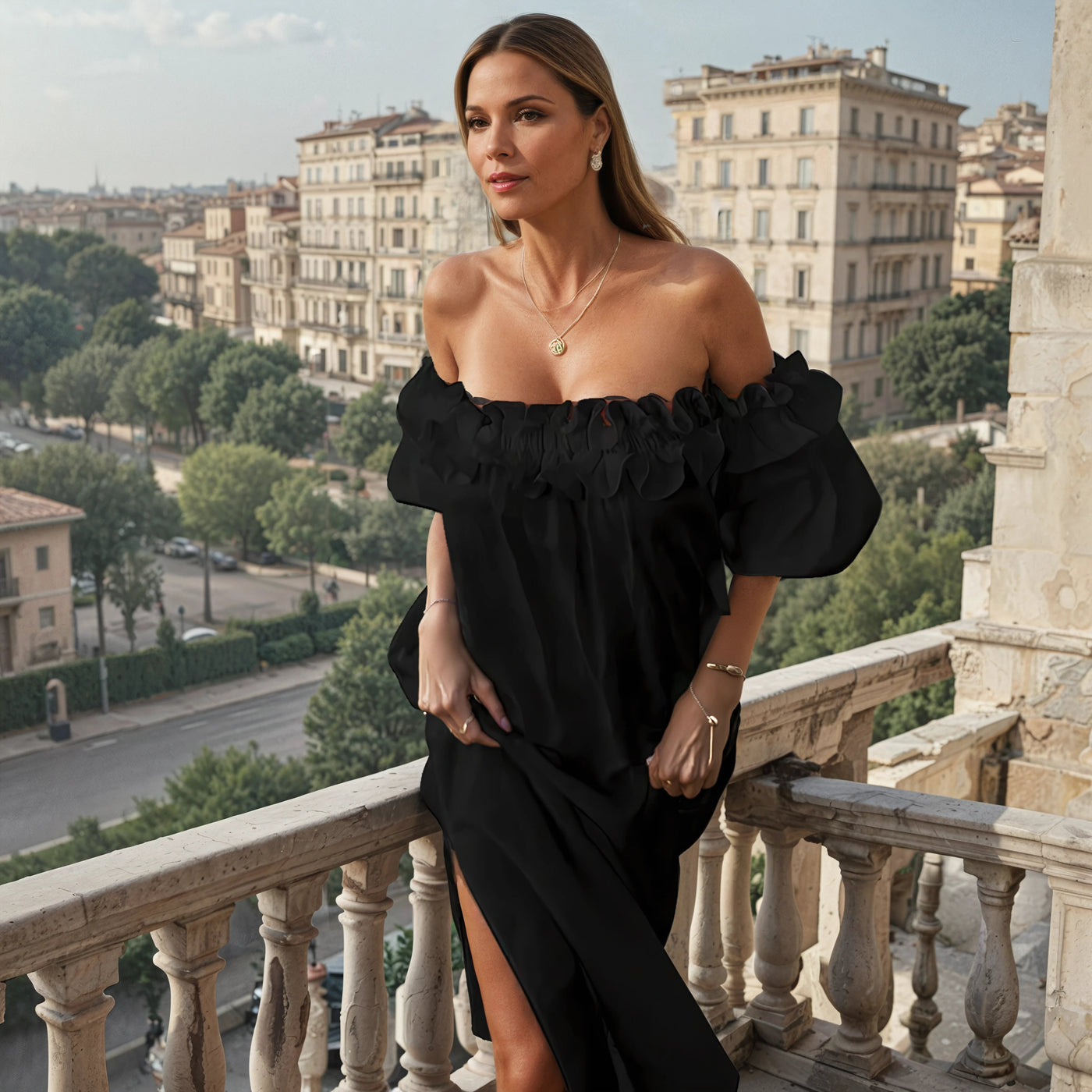 Francisca - Elegantes Schulterfreies Sommerkleid