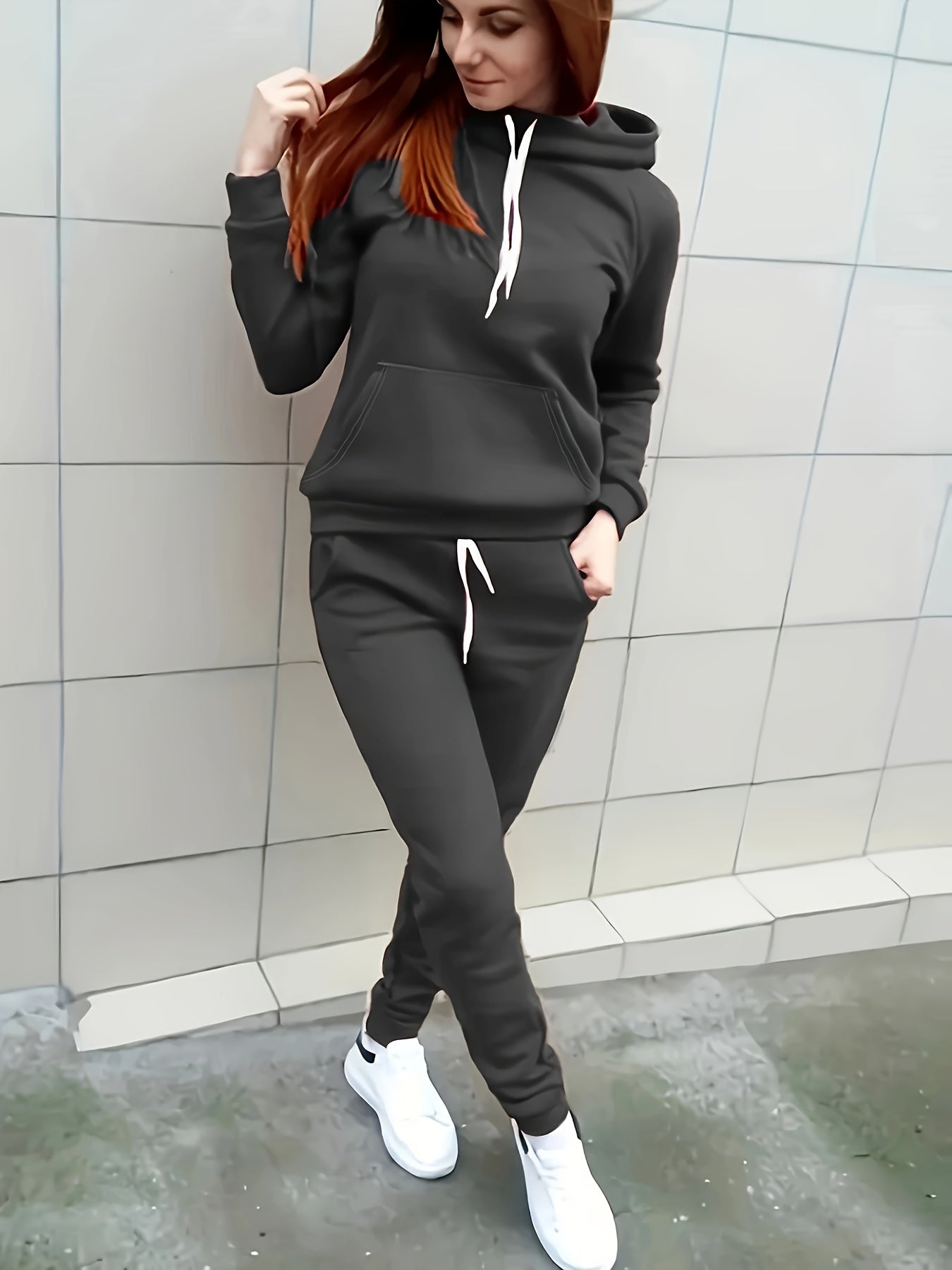 Damen Freizeit-Kapuzen-Hoodie mit Taschen und Kordelzug | Ideal für Active Wear