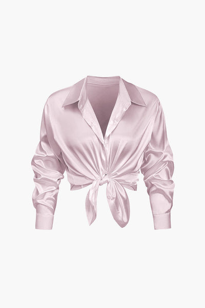 Florentine | Elegante Langarm-Bluse aus seidigem Satin