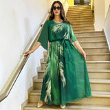 Halinor - Elegantes Chiffon-Maxikleid – Grün