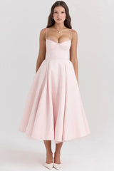 Damen Ärmelloses Korsett Midikleid - Eleganter Dinner Party Stil – Rosa