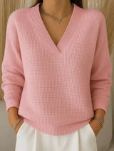 Alouina - Lässiger Waffelstrick-Pullover – Pink
