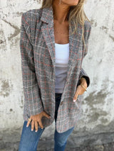 Charlotte | Zeitloser Karierter Blazer Aus Baumwolle – Braunes Muster