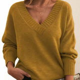 Rosie | Edler Damen V-Ausschnitt Strickpullover Mit Kaschmir-Mischung – Gold