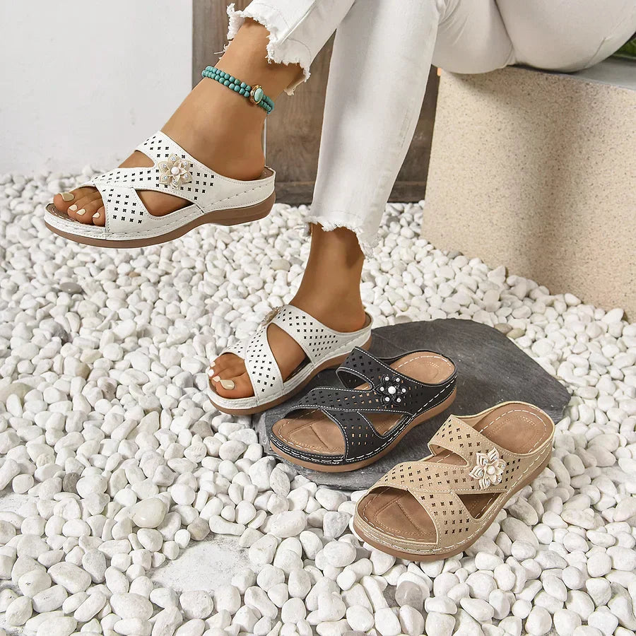 Kristine - Orthopädisch Blume Lässig Keilabsatz Sandalen