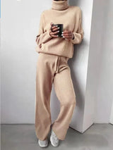 Elena | Elegantes und Kuscheliges Zweiteiliges Set mit Rollkragen – Khaki