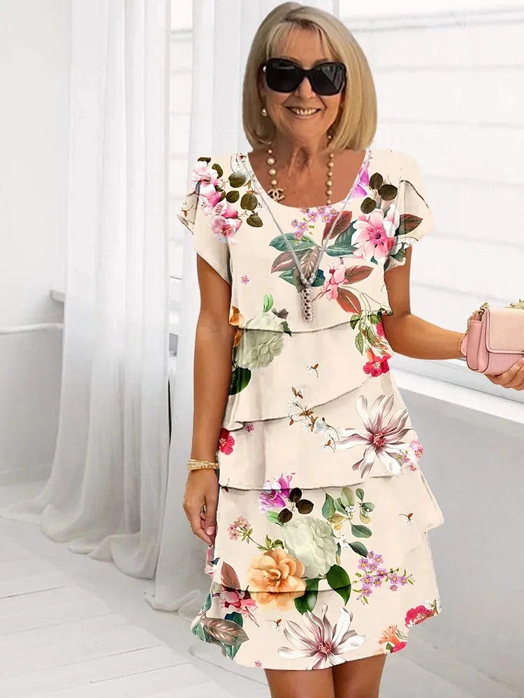 Jovilyn™ - Gerafftes Kleid mit Blumenmuster aus Plissee