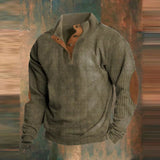 Ryan | Klassischer Herren Retro Rippstrickpullover Mit Ellbogen-Patches – Grün