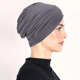 Ashnea | Weiche Stretch-Turbanmütze mit sicherem Halt – Dunkelgrau