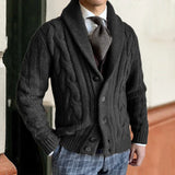 Baldric | Herren Zopfmuster Strickjacke – Schwarz
