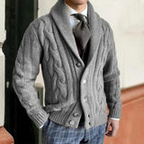 Baldric | Herren Zopfmuster Strickjacke – Grau