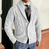 Baldric | Herren Zopfmuster Strickjacke – Weiß