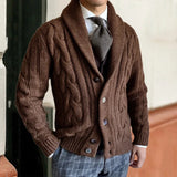 Baldric | Herren Zopfmuster Strickjacke – Braun