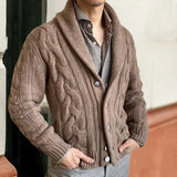 Baldric | Herren Zopfmuster Strickjacke – Khaki