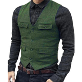 Balduin | Herren Trachtenweste V-Ausschnitt Slim Fit – Grün