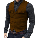 Balduin | Herren Trachtenweste V-Ausschnitt Slim Fit – Orange