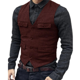 Balduin | Herren Trachtenweste V-Ausschnitt Slim Fit – Burgunder