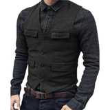 Balduin | Herren Trachtenweste V-Ausschnitt Slim Fit – Schwarz