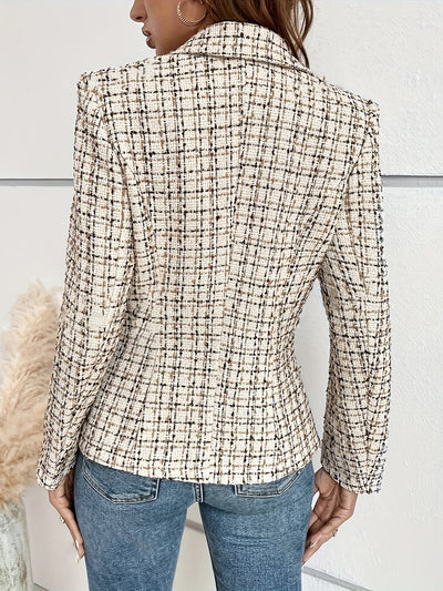 Eleganter Blazer Mit Karomuster Und Reverskragen Für Damen |  Ideal für das tägliche Tragen