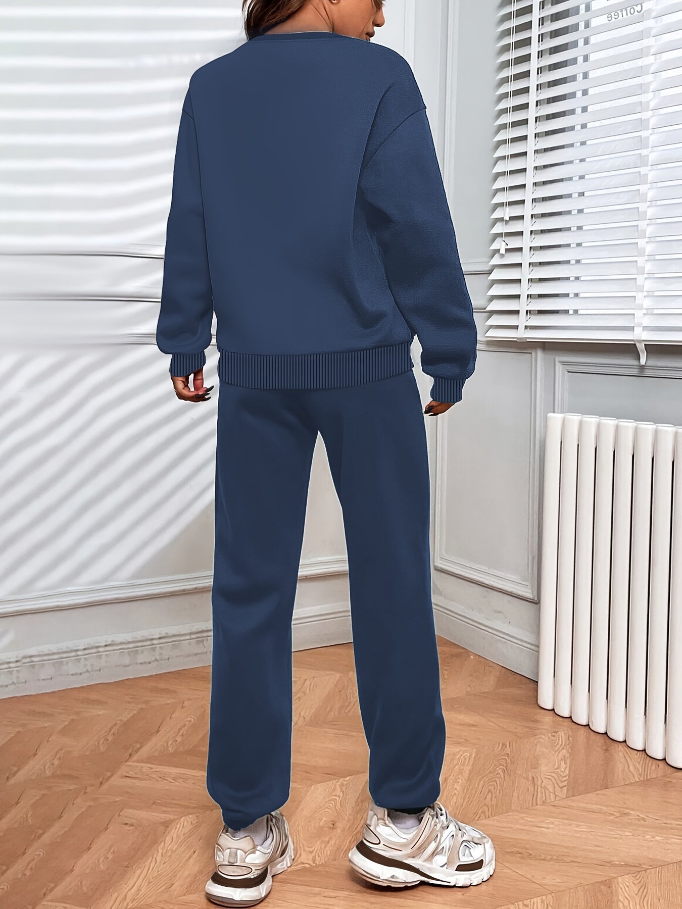 Damen Freizeit-Oversized Rundhals-Pullover und Jogginghosen mit Kordelzug | Ideal für Active Wear