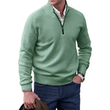 Owen | Eleganter Herren Strickpullover Mit Quarter-Zip – Grün