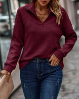 Sophie | Eleganter Sweatshirt mit Reißverschluss – Burgunderrot