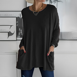 Kerstin | Stylischer Langer Pullover mit Taschen – Schwarz