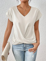 Anka | Damen T-Shirt Eleganter Ausschnitt – Bequemes Top Ausschnitt Sommer 2026 – Weiß