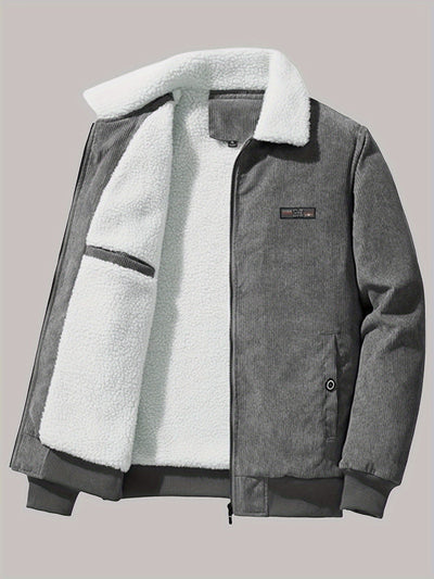 Retro Lange Ärmel Warme Jacke mit Etikettenpatch für Herren | Ideal für den Winter