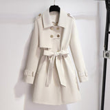 Angela | Damen Chic Trenchcoat mit langen Ärmeln – Weiß