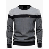 Benedikt | Herren Pullover Mit Kontrast Design Und Langarm Schnitt – Dunkelgrau