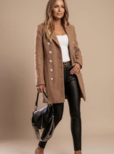 Amelie | Übergangsjacke Damen Doppelreihiger Langmantel Slim-Fit – Khaki