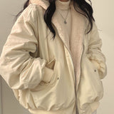 Greta | Übergangsjacke Damen Wende-Bomberjacke gefüttert mit Reißverschluss – Beige