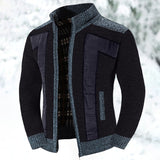 Bertold | Herren Strickjacke Reißverschluss Zweifarbig – Schwarz