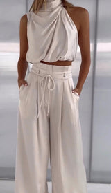 Clara | Elegantes zweiteiliges Damen-Set luxuriös geschnitten – Weiß