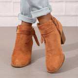 Heloise | Damen Stiefeletten mit Blockabsatz und Rückenschleifendetail – Orange
