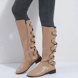 Kalinda | Damen knöchelhohe Reitstiefel mit rückseitigen Schnallen – Khaki