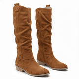 Lavinia | Damen kniehohe Stiefel mit seitlichem Reißverschluss – Hellbraun