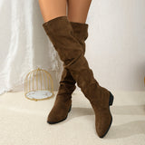 Jacinda | Damen Overknee-Stiefel mit niedrigem Blockabsatz – Khaki