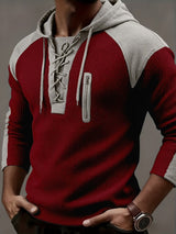 Ashcombe - Kuscheliger gerippter Hoodie – Burgunder