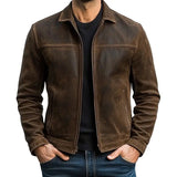 Bikerjacke Herren Slim Fit – Braun