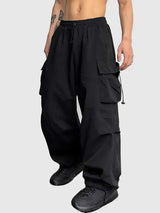 Michael | Herren Frühlings Weite Cargo Street Hose – Schwarz