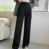 Damenhose mit hoher Taille und weitem Bein | Lockerer Schnitt – Schwarz