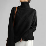 Susanne | Rollkragen Locker Geschnittener Pullover für Damen – Schwarz