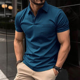 Richard | Herren Moderne Passform Taschen Polo-Shirt – Blau