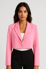 Blazer Damen Kurz Elegant – Rosa