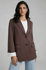Blazer Damen Nadelstreifen Casual – Braun