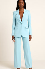 Hannah | Blazer Hosen Set für Damen Einknöpfiger Anzug Set Damen Elegant – Türkis