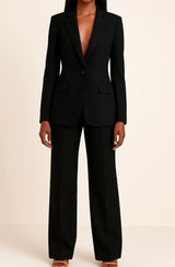 Hannah | Blazer Hosen Set für Damen Einknöpfiger Anzug Set Damen Elegant – Schwarz