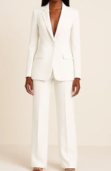 Hannah | Blazer Hosen Set für Damen Einknöpfiger Anzug Set Damen Elegant – Weiß